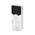 Powerbanka Wozinsky WFC-15W 20000mAh 22,5W PD20W s vestavěnými kabely Lightning a USB-C - bílá
