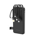 Powerbanka Wozinsky W11-B 10000mAh 10W s vestavěnými kabely a svítilnou - černá