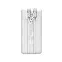 Wozinsky WFC-15W 20000mAh 22.5W PD20W Powerbank with Built-in Lightning and USB-C Cables - White