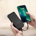 Powerbanka Wozinsky W11-B 10000mAh 10W s vestavěnými kabely a svítilnou - černá