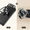 Powerbanka Wozinsky W11-B 10000mAh 10W s vestavěnými kabely a svítilnou - černá