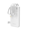 Powerbanka Wozinsky W11-W 10000mAh 10W s vestavěnými kabely a svítilnou - bílá