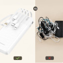 Wozinsky W11-W 10000mAh 10W Powerbank with Built-in Cables and Flashlight - White