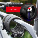 Rockbros RKS531 bike lock with 5-digit code, steel cable, 180 cm, with LED lighting - black