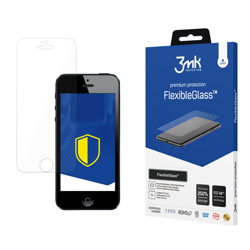 Ochranné sklo 3mk FLEXIBLEGLASS™ hybridní sklo pro iPhone SE - transparentní