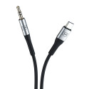 3mk AUX minijack 3.5 mm / USB-C cable - silver
