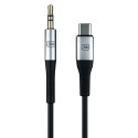 3mk AUX minijack 3.5 mm / USB-C cable - silver