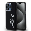 Kryt Karl Lagerfeld SILICONE METAL SCRIPT Logo iPhone 15 Pro černý
