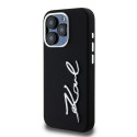 Kryt Karl Lagerfeld SILICONE METAL SCRIPT Logo iPhone 15 Pro černý