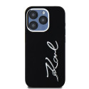 Kryt Karl Lagerfeld SILICONE METAL SCRIPT Logo iPhone 15 Pro černý