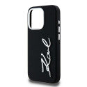 Kryt Karl Lagerfeld SILICONE METAL SCRIPT Logo iPhone 15 Pro černý