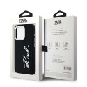 Kryt Karl Lagerfeld SILICONE METAL SCRIPT Logo iPhone 15 Pro černý