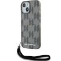 Pouzdro Karl Lagerfeld IML Mono KL Pattern & Cord iPhone 15/14/13 - č