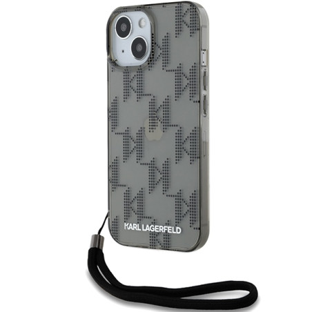 Pouzdro Karl Lagerfeld IML Mono KL Pattern & Cord iPhone 15/14/13 - č