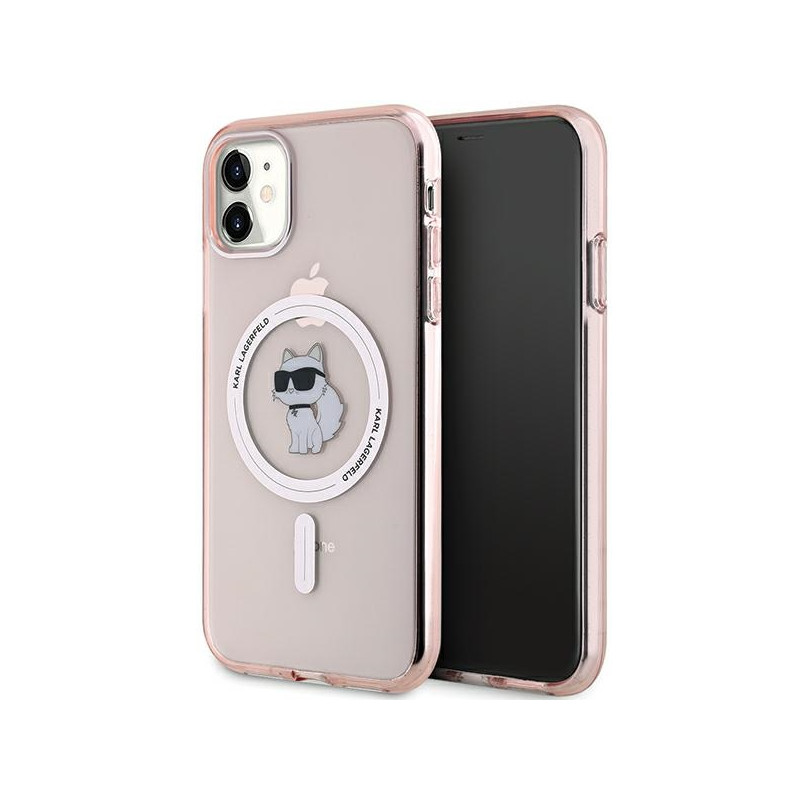 Pouzdro Karl Lagerfeld IML Choupette pro iPhone 11 / Xr - růžová
