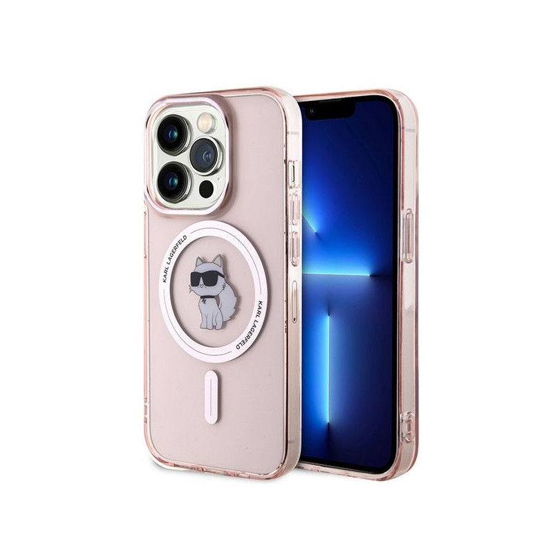 Pouzdro/patent Karl Lagerfeld IML CHOUPETTE pro iPhone 14 Pro Max - růžová