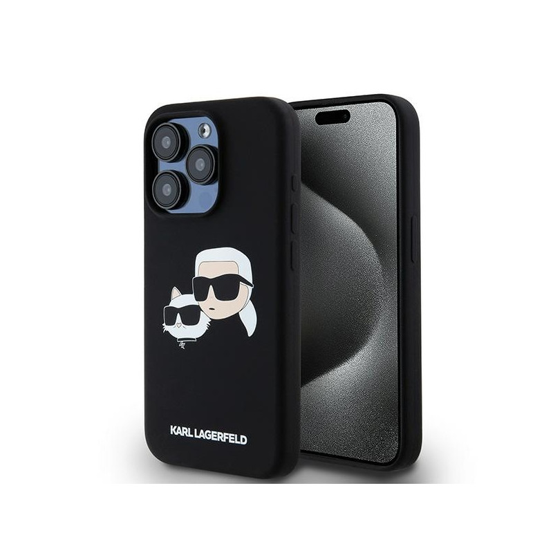 Kryt Karl Lagerfeld SILICONE KARL&CHOUPETTE pro iPhone 15 Pro - černý