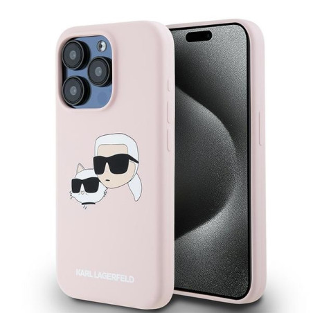 Kryt Karl Lagerfeld K A R L & CHOUPETTE iPhone 15 Pro - růžový