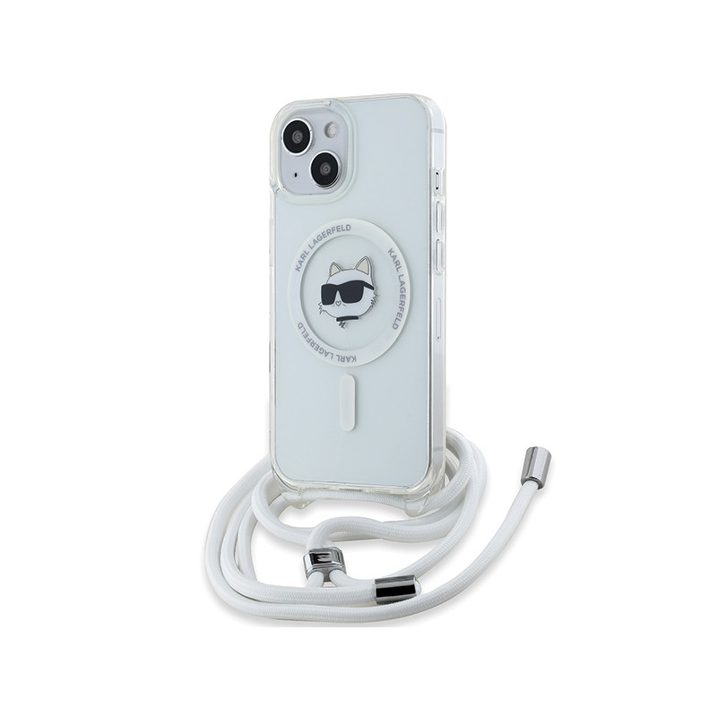 Kryt Karl Lagerfeld IML Choupette Head&Cord MagSafe pro iPhone 15 / 14 / 13 - transparent