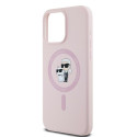 Pouzdro Karl Lagerfeld Silicone Karl&Choupette iPhone 15 Pro Max - rů