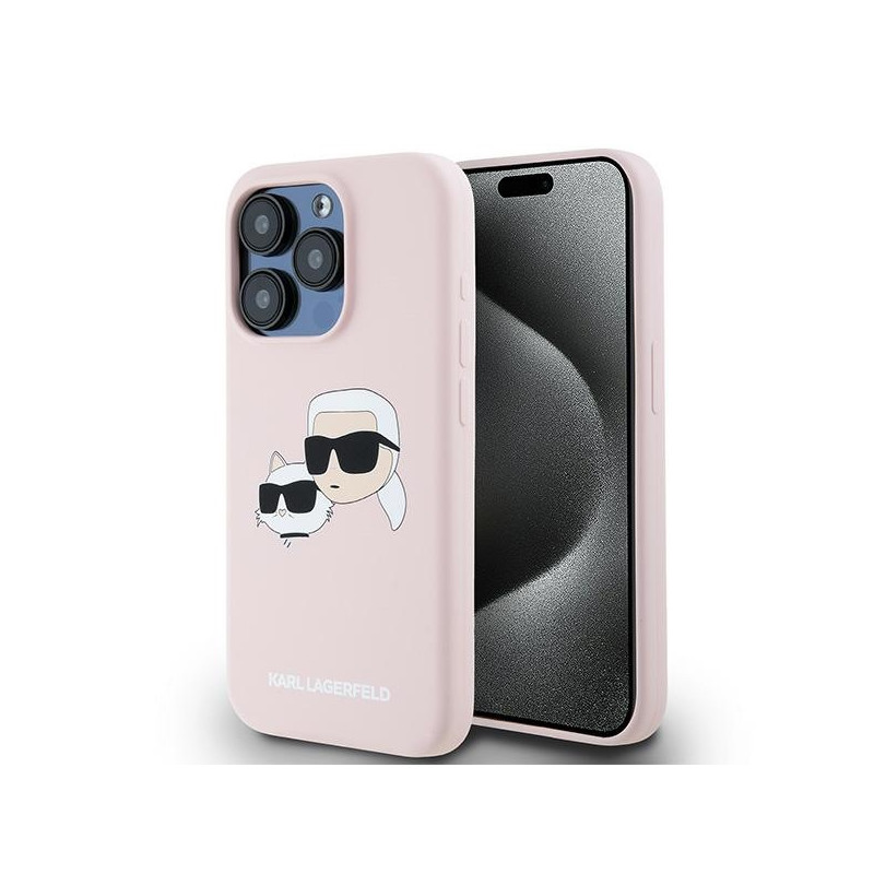 Kryt Karl Lagerfeld SILICONE KARL&CHOUPETTE pro iPhone 15 Pro Max - růžová