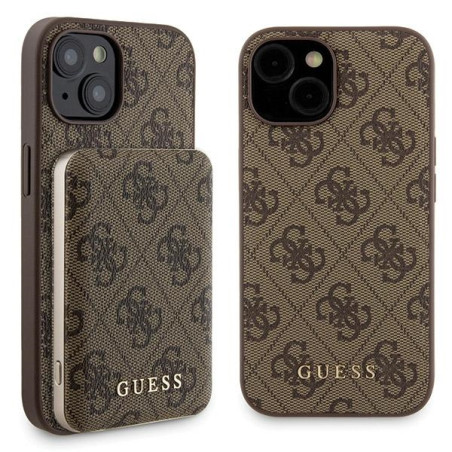 Sada Guess 4G Metal Logo pro iPhone 15 - hnědá