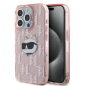 Kryt Karl Lagerfeld IML Choupette pro iPhone 15 Pro - růžová