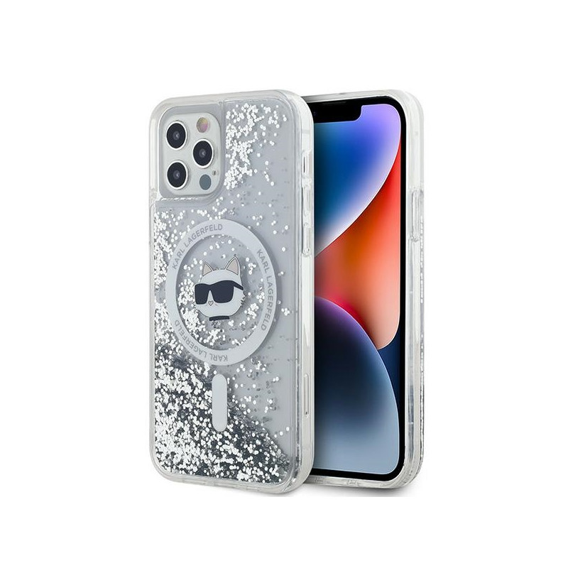 Kryt Karl Lagerfeld LIQUID GLITTER CHOUPETTE Head pro iPhone 12 / 12 Pro - transparentní