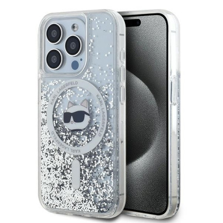 Pouzdro Karl Lagerfeld CHOUPETTE HEAD Liquid Glitter iPhone 14 Pro Max