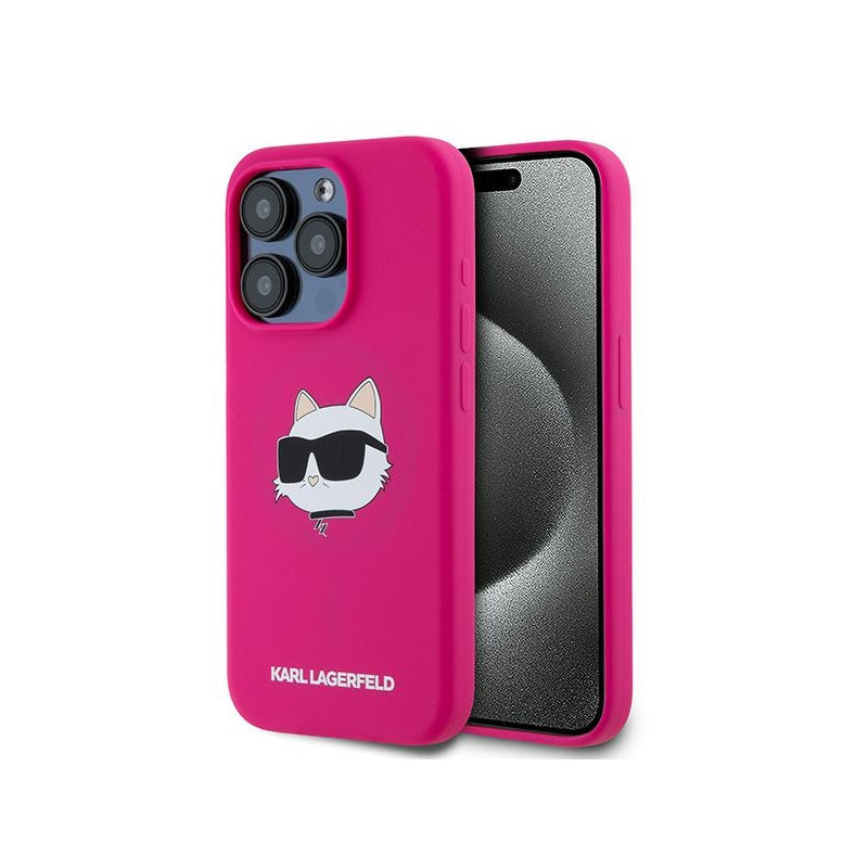 Kryt Karl Lagerfeld CHOUPETTE Head pro iPhone 15 Pro - růžová