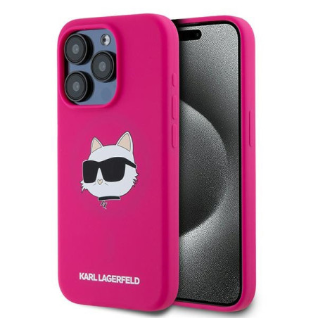 Kryt Karl Lagerfeld CHOUPETTE Head pro iPhone 15 Pro - růžová