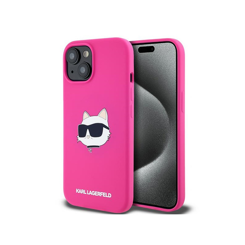 Kryt Karl Lagerfeld CHOUPETTE Head pro iPhone 15 Plus / 14 Plus - růžová