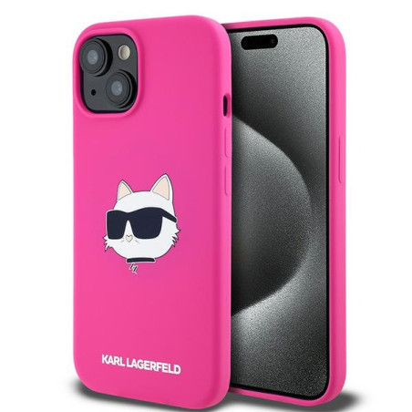 Kryt Karl Lagerfeld CHOUPETTE Head pro iPhone 15 Plus růžová