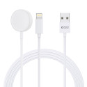 Magnetický nabíjecí kabel Tech-Protect UltraBoost 2v1 (Apple Watch + Lightning) 150 cm – bílý