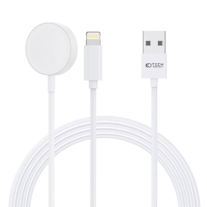 Magnetický nabíjecí kabel Tech-Protect UltraBoost 2v1 (Apple Watch + Lightning) 150 cm – bílý