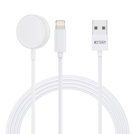 Magnetický nabíjecí kabel Tech-Protect UltraBoost 2v1 (Apple Watch + Lightning) 150 cm – bílý