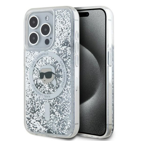 Kryt Karl Lagerfeld LIQUID GLITTER MagSafe pro iPhone 15 Pro Max - tra