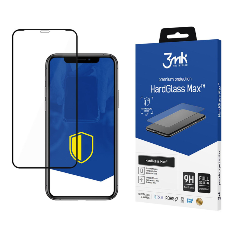 Ochranné sklo 3mk HardGlass Max pro iPhone X / XS / 11 Pro - černé
