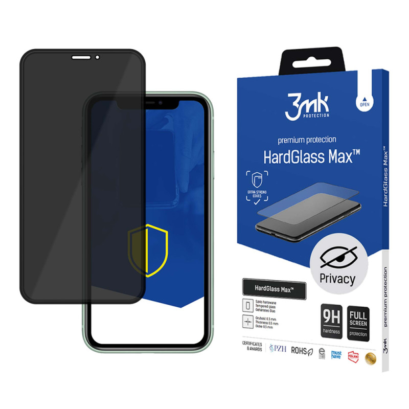 Ochranné sklo 3mk HARDGLASS MAX PRIVACY pro iPhone 11 Pro Max - soukromí (privacy)