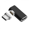 MICROCONNECT Magnetický úhlový adaptér USB-C 3.1 male-female (samec-samice), PD až 100W, černý