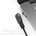 MICROCONNECT Magnetický úhlový adaptér USB-C 3.1 male-female (samec-samice), PD až 100W, černý