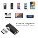 MICROCONNECT Magnetický úhlový adaptér USB-C 3.1 male-female (samec-samice), PD až 100W, černý