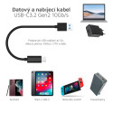 MICROCONNECT Odolný datový a nabíjecí kabel USB/USB-C 3.2, 0,25m, černý