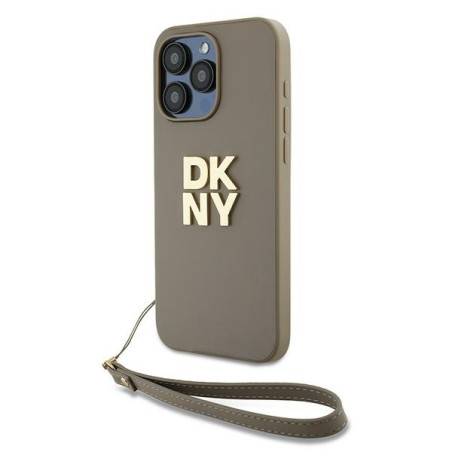 Kryt DKNY WRIST STRAP STOCK LOGO iPhone 15 Pro - béžová