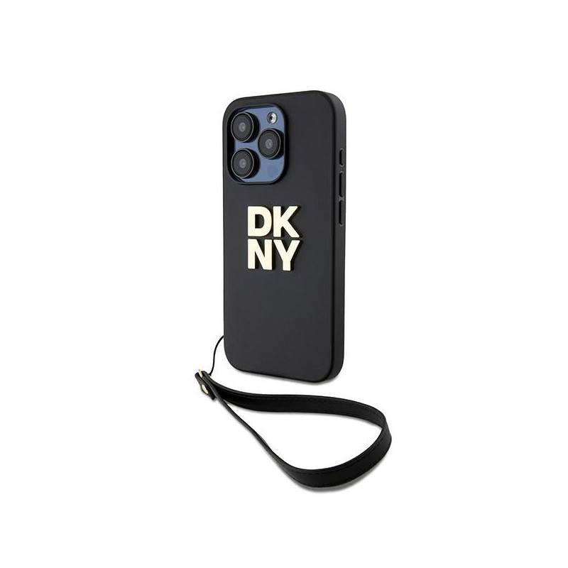 Řemínek DKNY WRIST STRAP Stock Logo pro iPhone 15 Pro - černý
