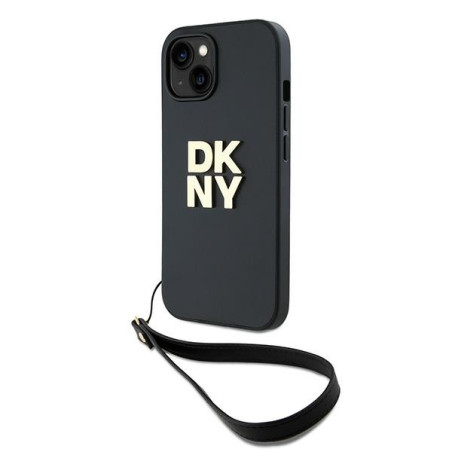 Kryt DKNY Wrist Strap Stock Logo iPhone 15 Plus – černý