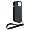 Kryt DKNY Wrist Strap Stock Logo iPhone 15 Plus – černý
