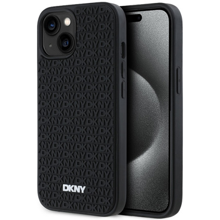 Kryt DKNY 3D Rubber Repeat Pattern pro iPhone 15/14/13 černý