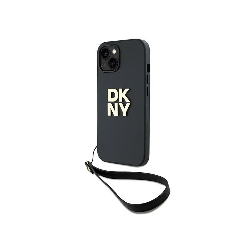 Pouzdro DKNY WRIST STRAP STOCK LOGO pro iPhone 15 / 14 / 13 - černé