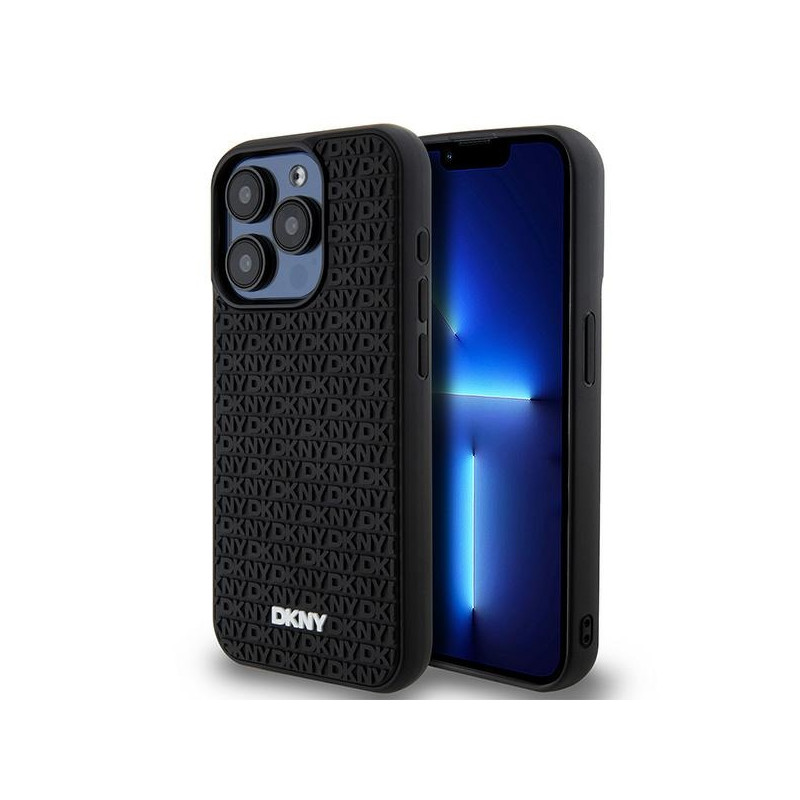 Kryt DKNY 3D Rubber Repeat Pattern pro iPhone 15 Pro Max - černý
